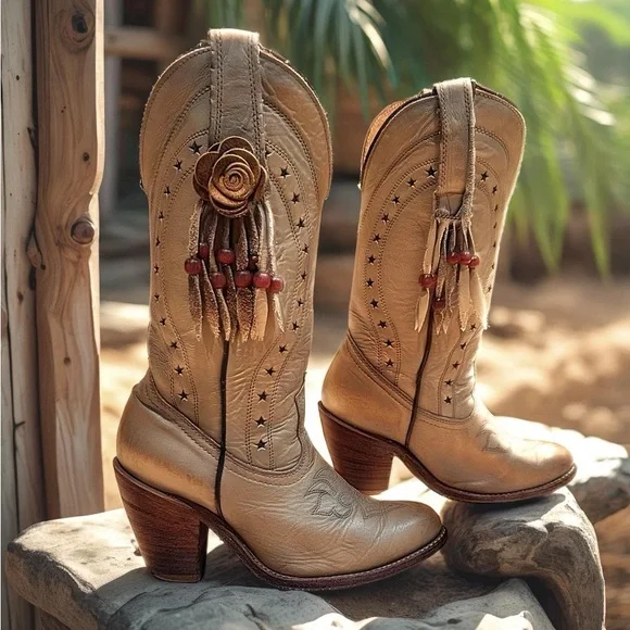Women’s Size 7 M - Miss Capezio Vintage Cowboy Western Boots Beaded Fringe